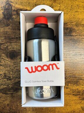 Woom GLUG Stainless Steel Water Bottle + Cage Kids Bike Bottle Set New